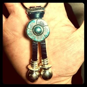 Argentina Purple Leather Silver Keychain